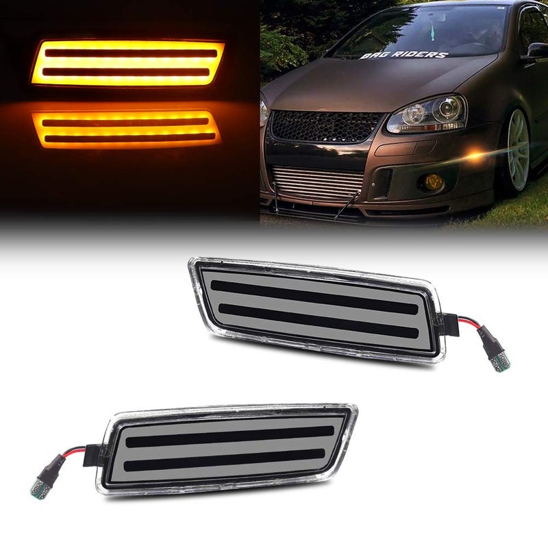 TurningMax Clear Lens Amber LED Front Side Marker Light Kit For Volkswagen 2006-2009 MK5 Golf/GTI Rabbit, 2005-2010 Jetta, 2008 R32 - Image 1